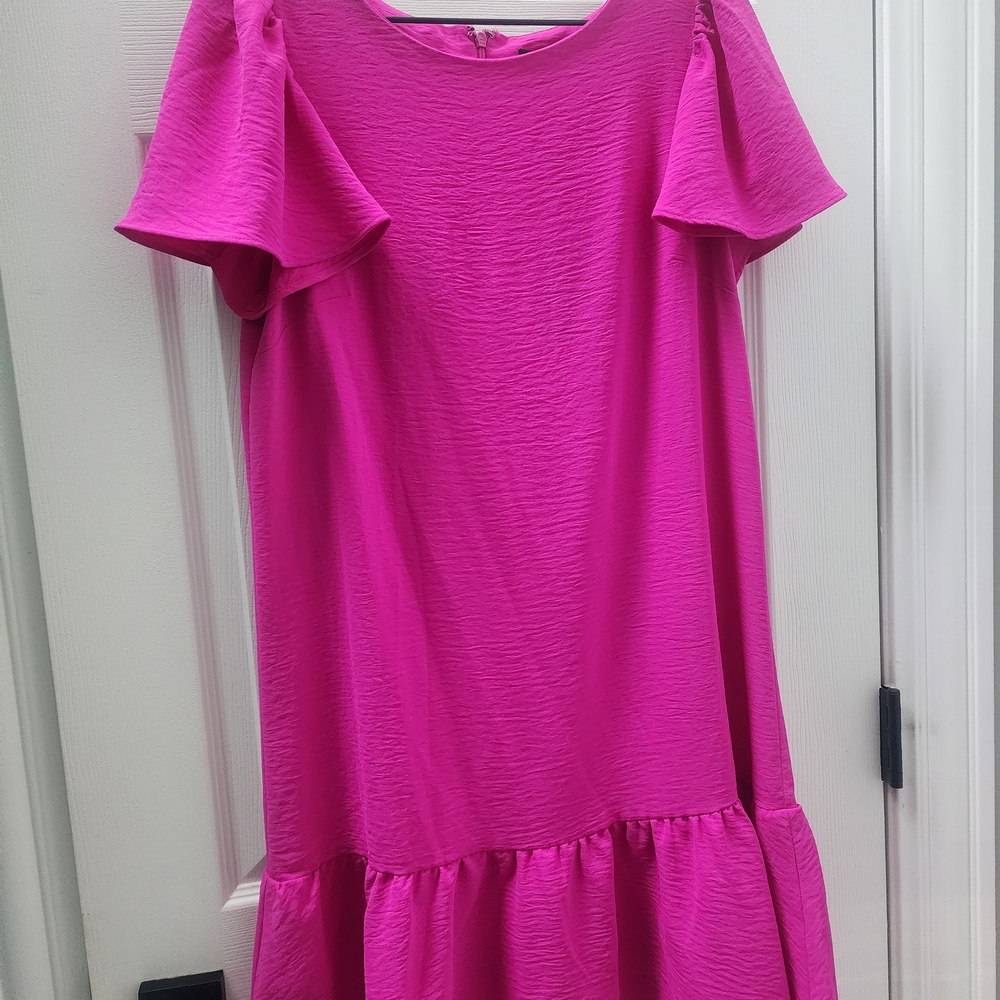 DKNY Fuchsia Flutter Sleeve Dress